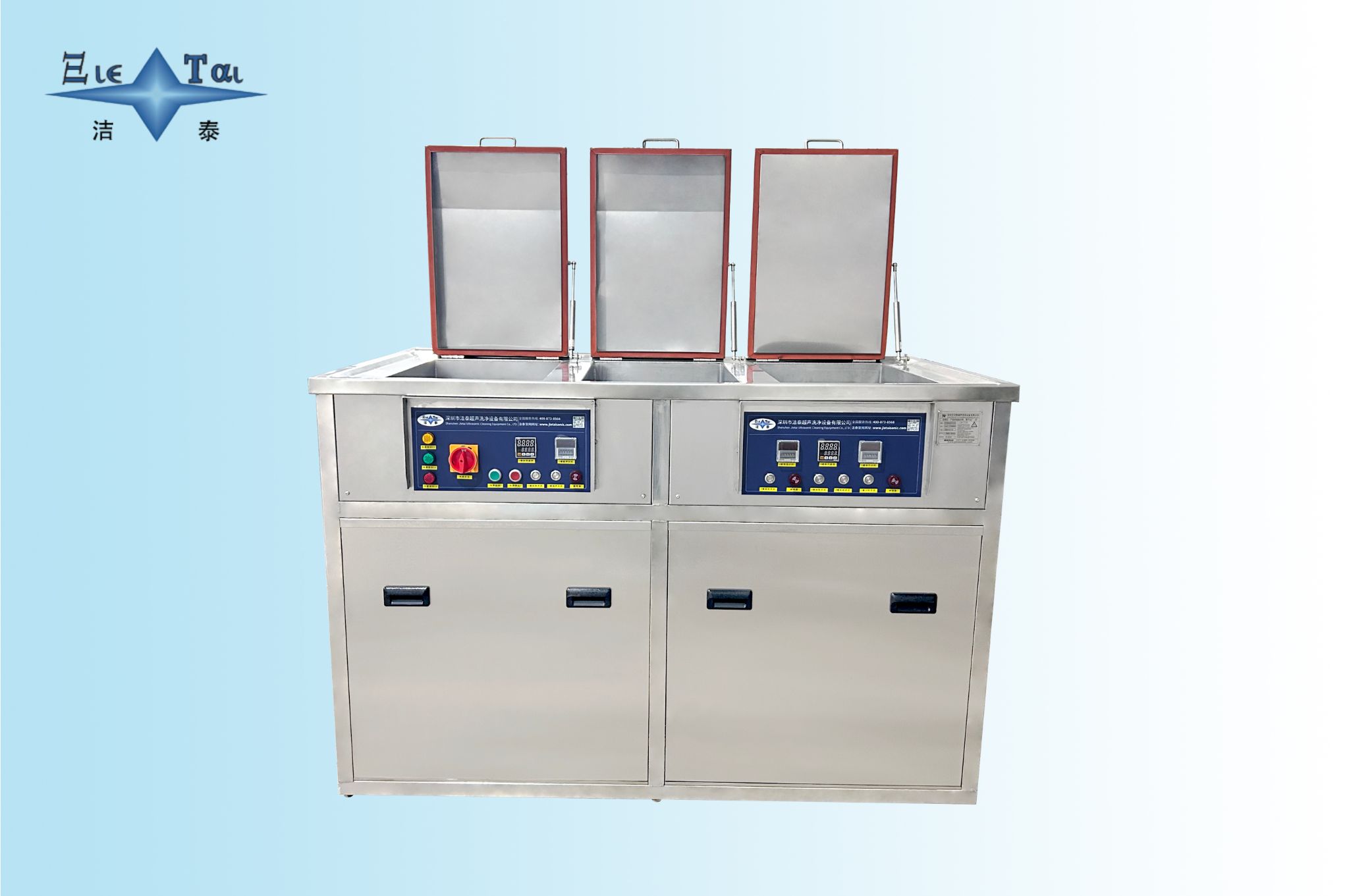40KW Ultrasonic Cleaning Equipment Three Tank Ultrasonic Units 40KHZ Used In The