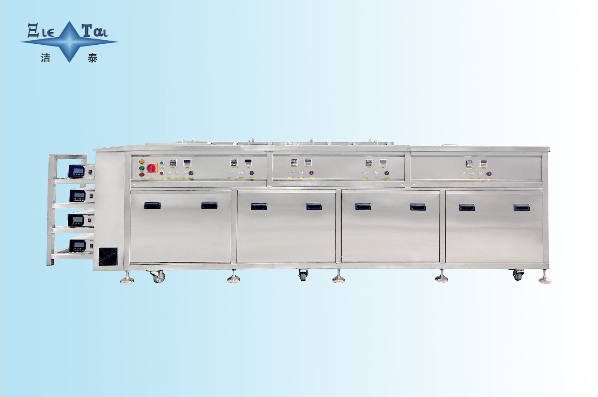50KW Ultrasonic Washing Equipment Five Tank Dual Frequency Ultrasonic Cleaner Cu